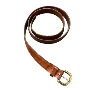 Leather Man Ltd Solid Brass Buckle Brown Leather Belt Size 42 Handcrafted USA
